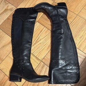 Womens Vince Camuto Bestan Wide Calf Over-The-Knee Boots, Black,